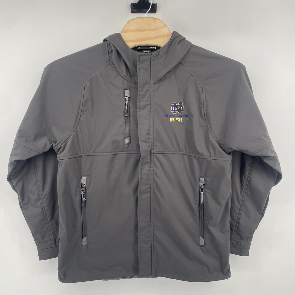 Under Armour Notre Dame Jacket Mens Large Gray Storm Hooded Softshell Coat ND